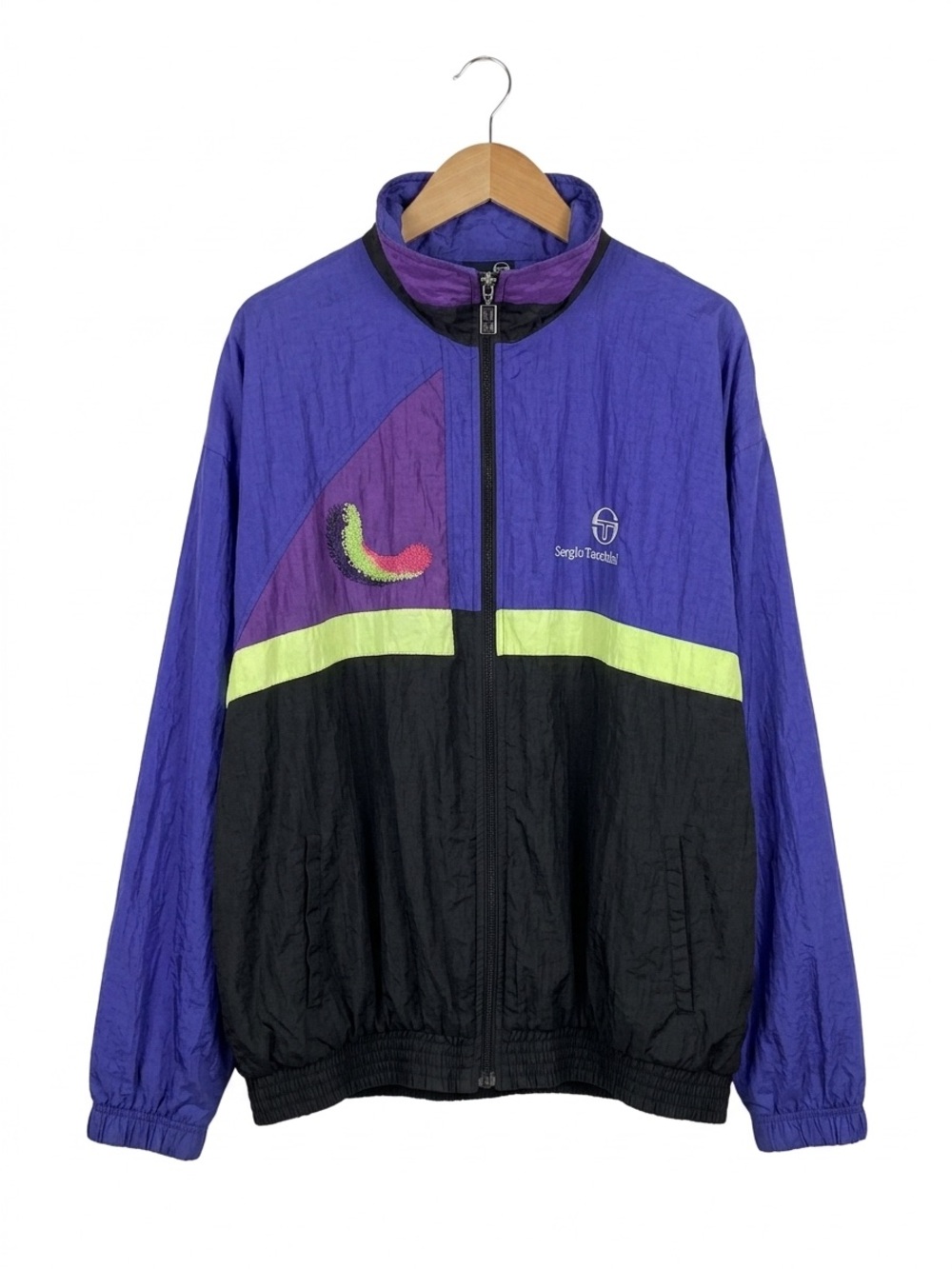 Vintage 90s Sergio Tacchini Colorblock Track Jacket - Size 44 (XL) - Neon/Purple